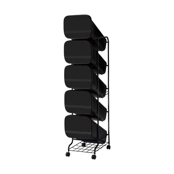 スタンド式 ダストボックス/ゴミ箱 〔ブラック 19L×5段〕 高さ147cm キャスター付き 『スムース』〔代引不可〕〔代引不可〕