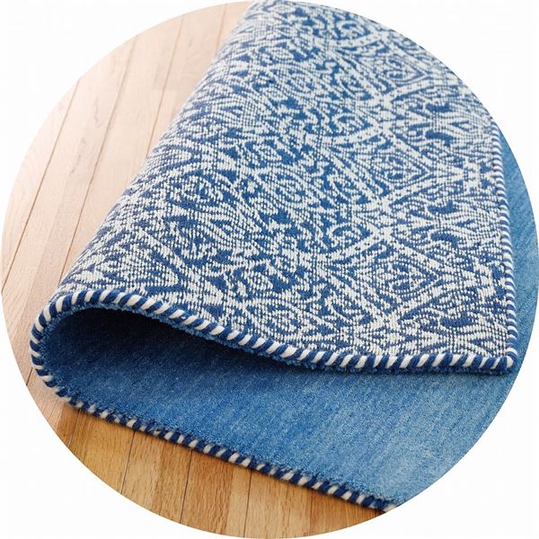 防炎 ラグマット/絨毯 〔約70×120cm ブルー〕 ホットカーペット対応 『クレアギャベ』 プレーベル〔代引不可〕の通販は