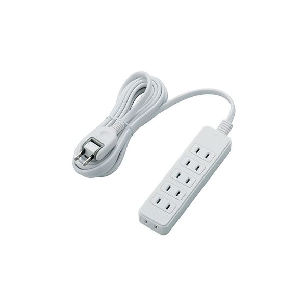 （まとめ）エレコム スイングプラグ電源タップ6個口 ホワイト 2m T-S02-2620WH 1個〔×5セット〕〔代引不可〕 : エレコム 電源タップ 雷ガード 個別スイッチ スイング