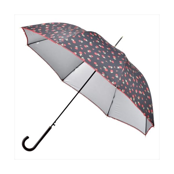 チェルベ 雨天兼用婦人深張ローズプリントワンタッチ傘 ブラック K20415426〔代引不可〕の通販は
