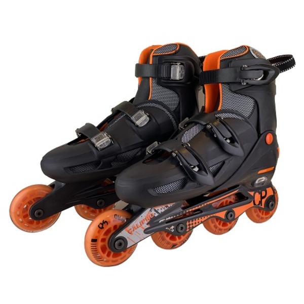 インラインスケート/ローラースケート 〔オレンジ〕 24〜27cm 4段階サイズ調整可能 肉厚インナー 〔スポーツ用品 運動用品〕〔代引不可〕の通販は