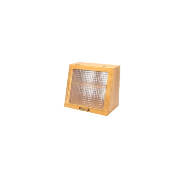 キッチン収納 キッチンラック 約幅40×高さ35cm ライトブラウン 軽量 木製 可動棚 扉付 木製 桐材 ショーケース 完成品 キッチン〔代引不可〕の通販は