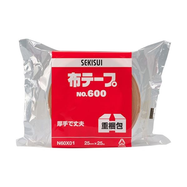 積水化学 布テープ No.600V 25mm×25m ダンボール色 N60XV01 1セット(60巻)〔代引不可〕の通販は