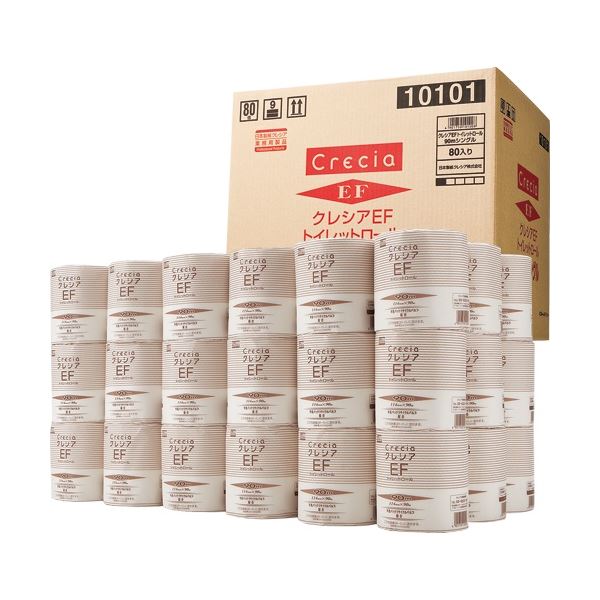 日本製紙クレシア クレシア EFトイレットロール シングル 芯あり 個包装 90m 1ケース(80ロール)〔代引不可〕の通販は