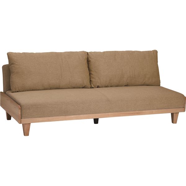 ソファーベッド 幅約184.5cm ベージュ ファブリック 木製脚付き 組立品