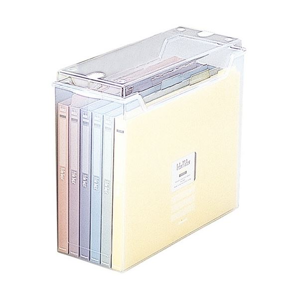 (まとめ) ナカバヤシ インデックスファイルボックス F2 フタ付 A4ヨコ ペーパーファイル6冊付 クリア フボI-F2-C 1個 〔×5セット〕〔代引不可〕の通販は