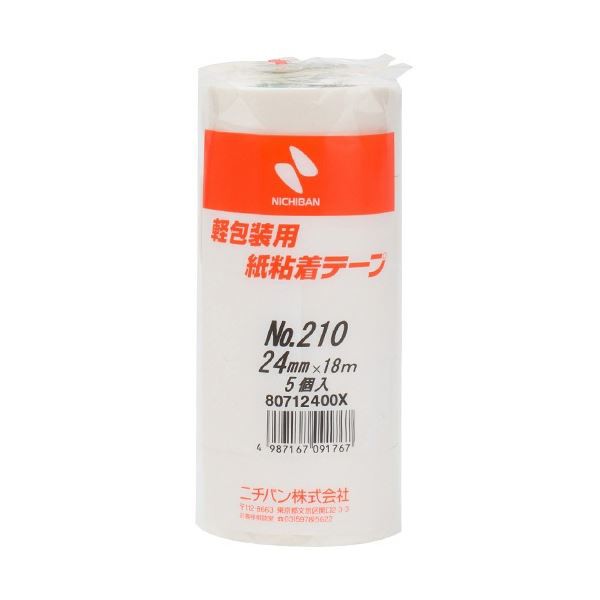 (まとめ) ニチバン 紙粘着テープ No.210 H24mm×18m 白 210H-24 1パック(5巻) 〔×20セット〕〔代引不可〕の通販は 17,730円