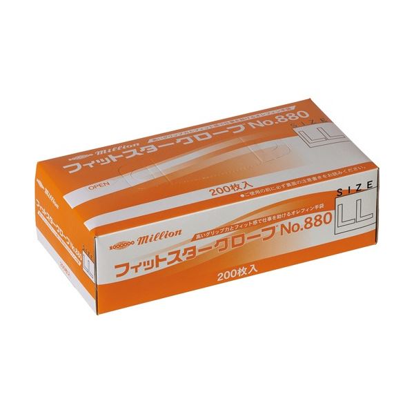 (まとめ) 共和 ミリオン フィットスターグローブ No.880 パウダーフリー LL LH-880-LL 1箱(200枚) 〔×5セット〕〔代引不可〕の通販は