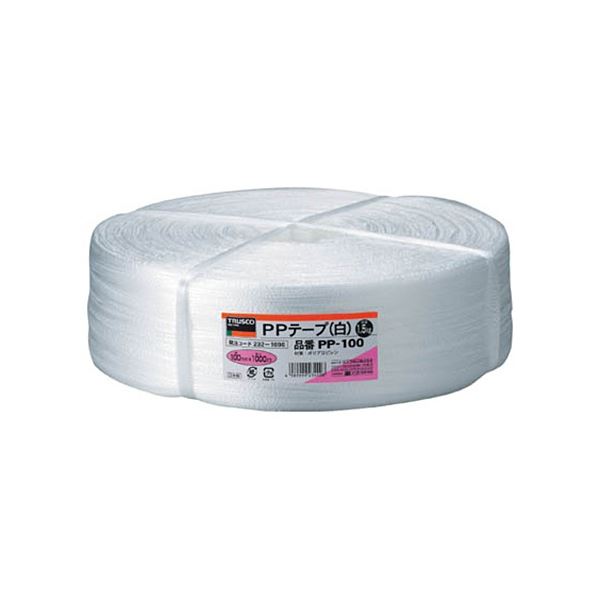 (まとめ) TRUSCO PPテープ 幅100mm×長さ1000m 白 PP-100 1巻 〔×5セット〕〔代引不可〕の通販は