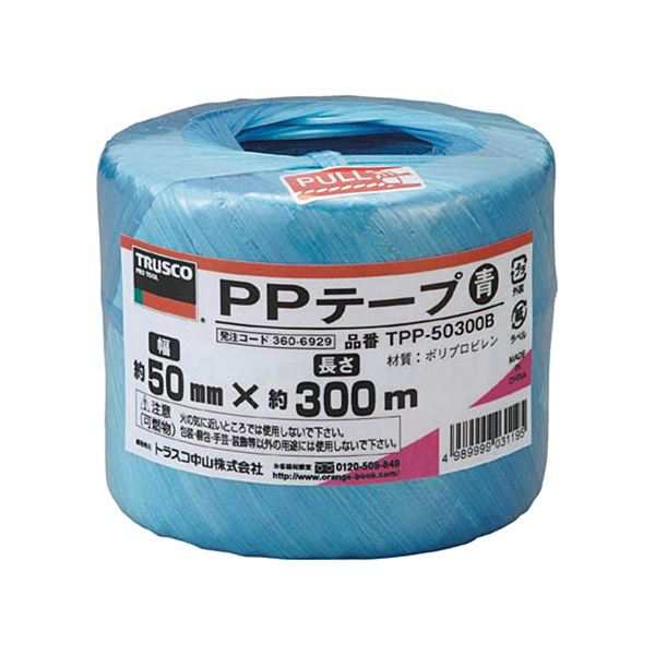 (まとめ) TRUSCO PPテープ 50mm×300m 青 TPP-50300B 1巻 〔×30セット〕〔代引不可〕