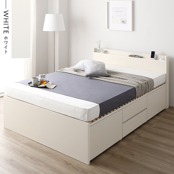 〔組立設置付き〕 収納 ベッド ダブル フレームのみ ブラウン AAB 引き出し 棚付き 宮付き 日本製〔代引不可〕の通販は