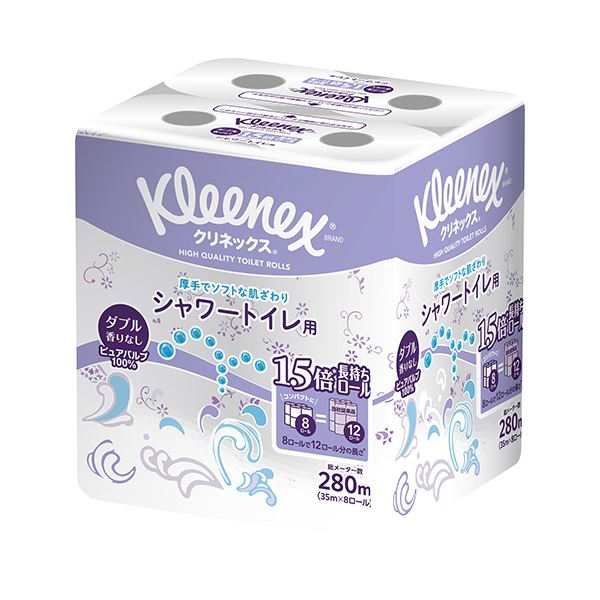 (まとめ) クレシア クリネックス 長持ち シャワートイレ用 8ロール 無香 〔×5セット〕〔代引不可〕の通販は