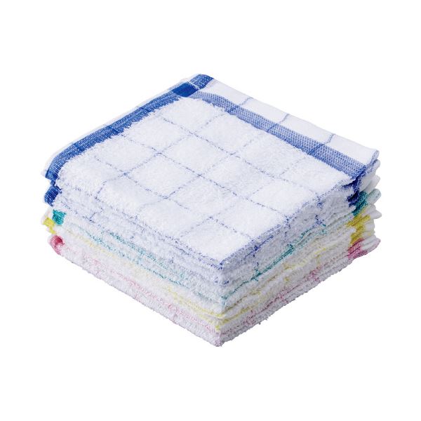 (まとめ) オーミケンシ 格子タオルふきん 10枚 〔×10セット〕〔代引不可〕の通販は