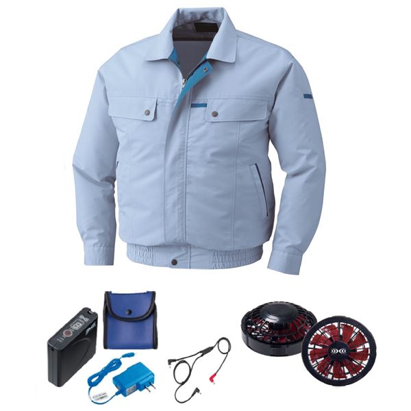 KU90450 空調服 R 綿・ポリ混紡 脇下マチ付き FAN2200BR・RD9261・LISUPER1セット サックス 3L〔代引不可〕の通販は 30,750円