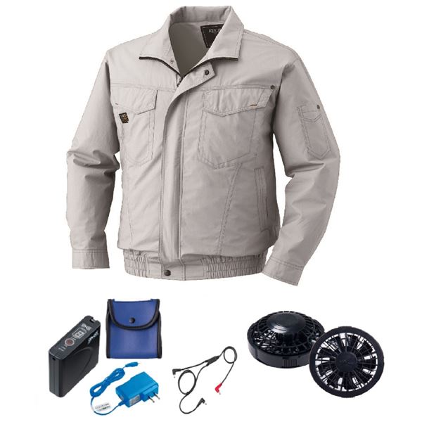 KU91400 空調服 R 綿薄手 タチエリ FAN2200B・RD9261・LISUPER1セット シルバー L〔代引不可〕の通販は 23,063円