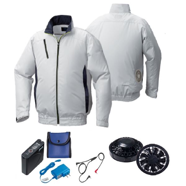 KU92010 空調服 R ポリエステル製 カジュアル FAN2200B・RD9261・LISUPER1セット シルバー×ダークネイビー 4L〔代引不可〕の通販は