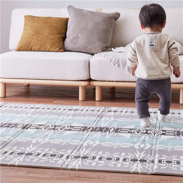 ラグマット 約118×176cm グレー 洗える 撥水 リバーシブル 折りたたみ収納可 収納袋付 アウトドアマット エクスキリム リビング〔代引不可〕の通販は