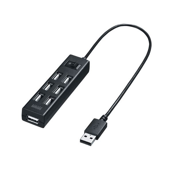 サンワサプライ USB2.0ハブ(7ポート・ブラック) USB-2H702BKN〔代引不可〕の通販は 5,612円