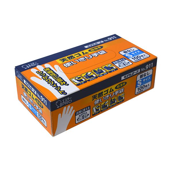 （まとめ）エステー モデルローブ No.911天然ゴム使いきり手袋(粉なし) S ホワイト 1箱(100枚)〔×5セット〕〔代引不可〕の通販は 10,246円