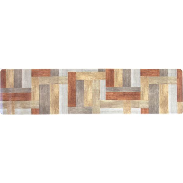 〔3個セット〕 拭いてお手入れするキッチンマット ウッド柄 約180×45cm ブラウン〔代引不可〕の通販は 11,250円
