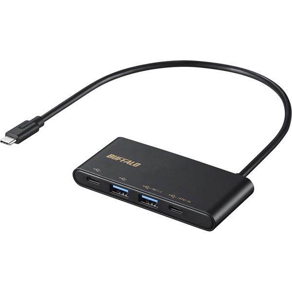 バッファロー USB 3.2(Gen 2)バスパワー4ポートPD対応ハブ ブラック BSH4U500C1PBK〔代引不可〕