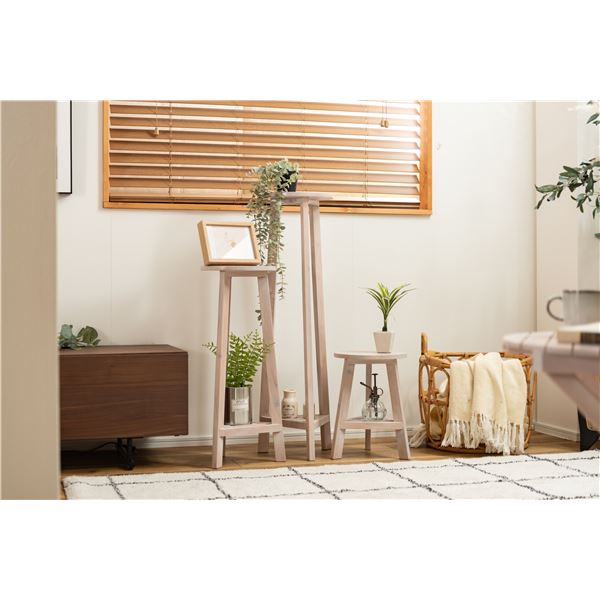 プランタースタンド L 約幅28×奥行28×高さ90cm ホワイト 木製 プランターベース リビング 店舗 観葉植物用 インテリア家具〔代引不可〕の通販は