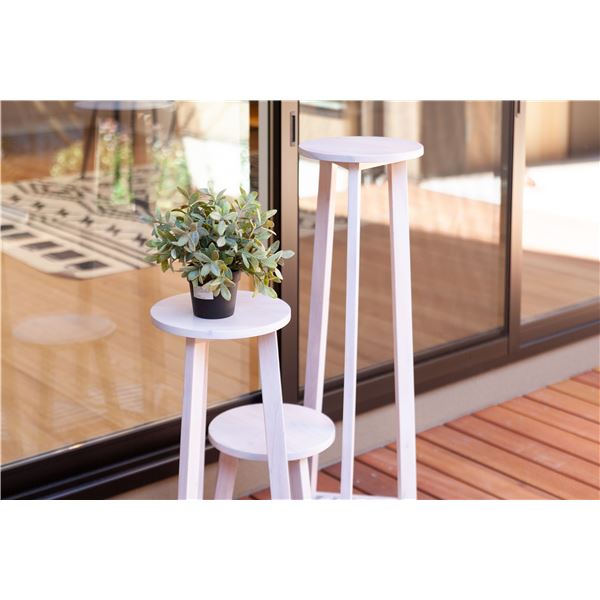 プランタースタンド L 約幅28×奥行28×高さ90cm ホワイト 木製 プランターベース リビング 店舗 観葉植物用 インテリア家具〔代引不可〕の通販は