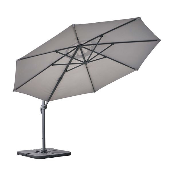 パラソル 約幅345×奥行410×高さ260cm グレー アルミ 組立品