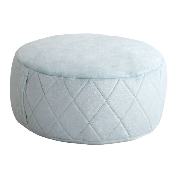 ビーズクッション 約幅52.5cm 丸型 Lサイズ 側面ダイヤ柄 ブルー 日本製 取っ手付 大人かわいいインテリア リビング ソファー〔代引不可〕の通販は