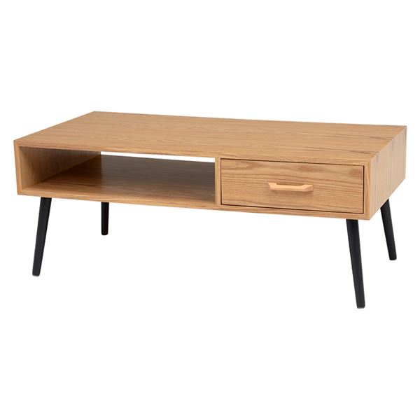 引出し付きローテーブル ナチュラル (約)幅100cm 組立式（脚部・取手のみ）〔代引不可〕の通販は