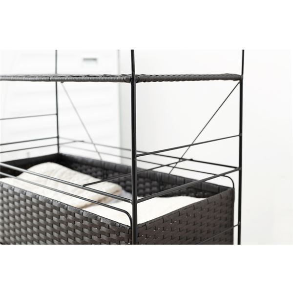 ランドリーラック ダークブラウン (約)幅60cm 組立式 キャスター