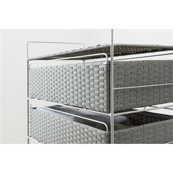 ランドリーラック グレー (約)幅60cm 組立式 キャスター付 ランドリーラック グレー (約)幅60cm 組立式 キャスター付〔代引