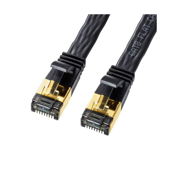 〔5個セット〕 サンワサプライ カテゴリ8フラットLANケーブル 2m KB-T8FL-02BKX5〔代引不可〕の通販は