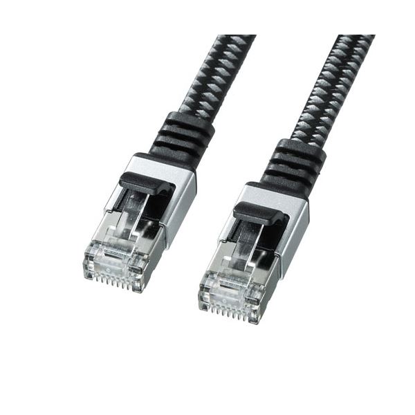 〔5個セット〕 サンワサプライ カテゴリ6AメッシュフラットLANケーブル 1m ブラック＆グレー KB-FL6AME-01BKX5〔代引不可〕の通販は