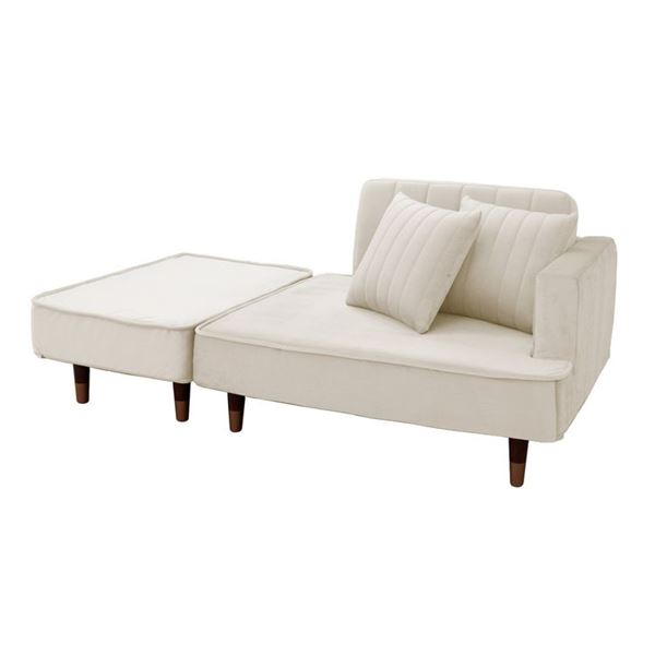 カウチ ソファー 約幅93.5cm アイボリー ポケットコイル クッション2個付き 脚付き 日本製 コンパクトリビング〔代引不可〕の通販は