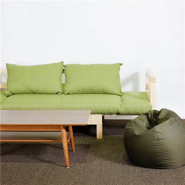 ソファーベッド グリーンマット＆クッション2個セット 組立式〔代引不可〕