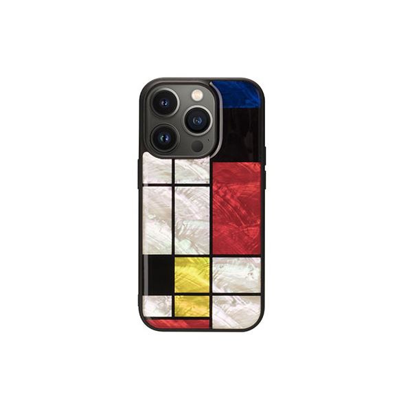 ikins 天然貝ケース for iPhone 14 Pro Mondrian 背面カバー型 I23595i14P