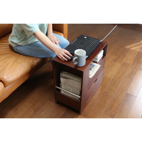 天然木桐製の軽量ソファサイドワゴン ブラウン〔代引不可〕の通販は