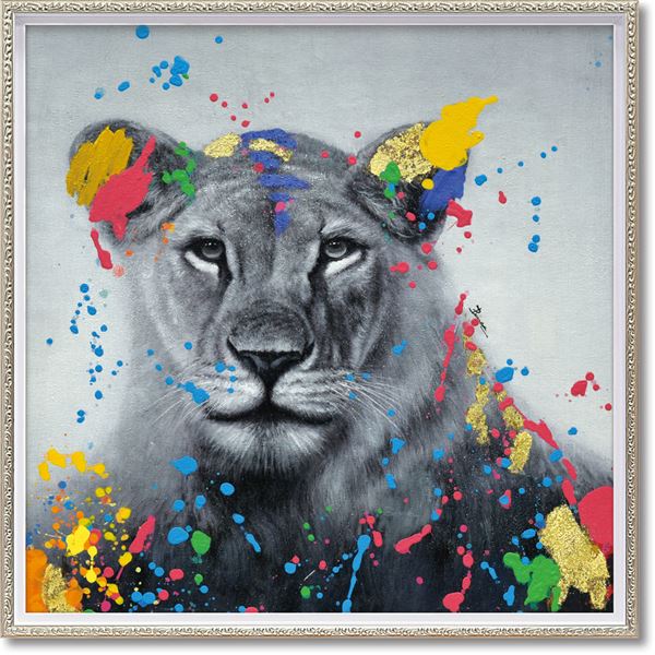 値下げ　オイルペイントアート「フラワー タイガー 値下げ オイルペイントアート「フラワー タイガー オイル ペイント