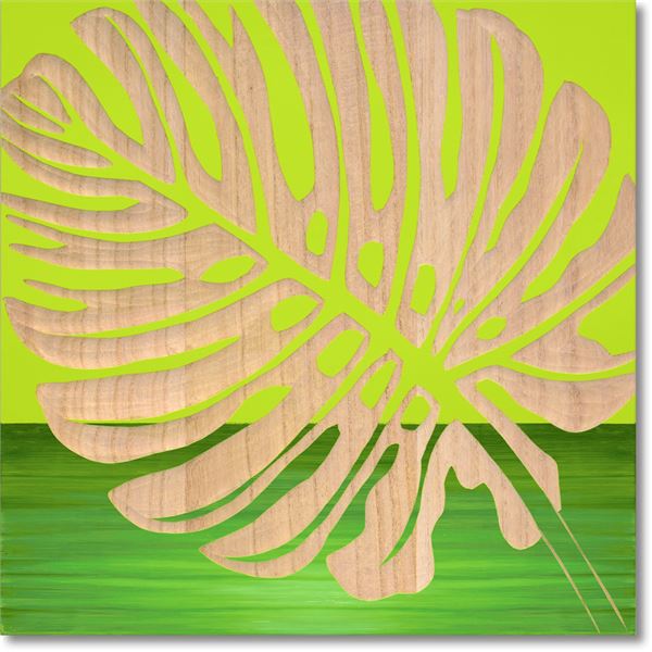 ユーパワー ウッドスカルプチャーアート 40×40cm 「シングル モンステラ2」GR+NP〔代引不可〕の通販は