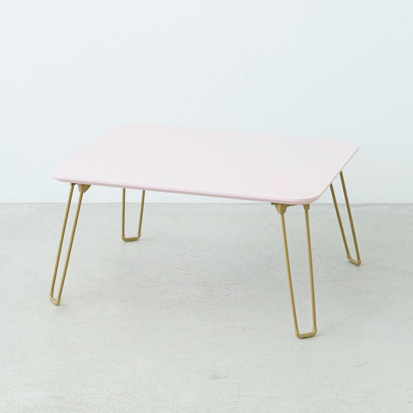 〔5個セット〕ニーナ 幅60折りたたみテーブル(ピンク) 幅60cm 脚カラー：ゴールド 机 折り畳み ローテーブル 折れ脚 ナチュラル パステル ミニ コンパクト 小...〔代引不可〕の通販は 17,363円