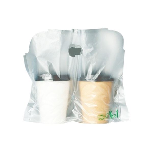 （まとめ）ミヤゲン カップ持ち運び袋キャリーカップ（バイオマス配合） 2個用 CAB04 1パック（100枚）〔×3セット〕〔代引不可〕の通販は