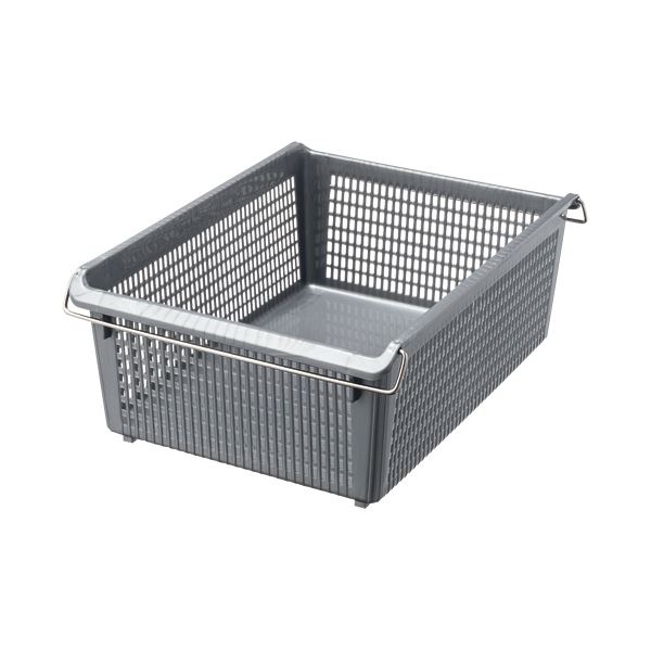 （まとめ）伊藤忠リーテイルリンクスタックトレーメタルハンドル付 深型小 グレー STA4D 1個〔×5セット〕〔代引不可〕の通販は