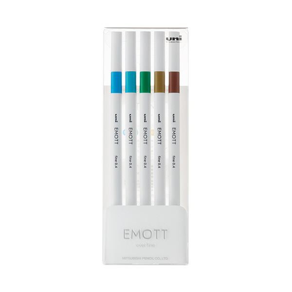 （まとめ）三菱鉛筆 水性サインペン EMOTT5色セット No.4 アイランドカラー PEMSY5C.NO4 1パック〔×3セット〕〔代引不可〕の通販は