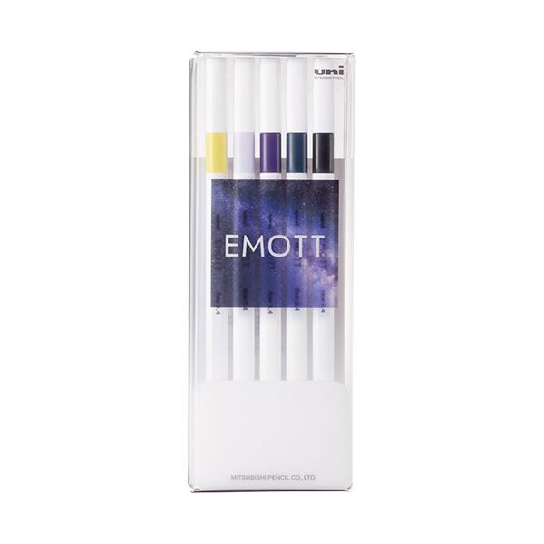 （まとめ）三菱鉛筆 水性サインペン EMOTT5色セット No.11 ミッドナイトカラー PEMSY5C.NO11 1パック〔×3セット〕〔代引不可〕の通販は
