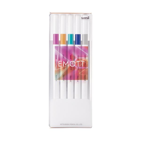（まとめ）三菱鉛筆 水性サインペン EMOTT5色セット No.12 バーチャルカラー PEMSY5C.NO12 1パック〔×3セット〕〔代引不可〕の通販は