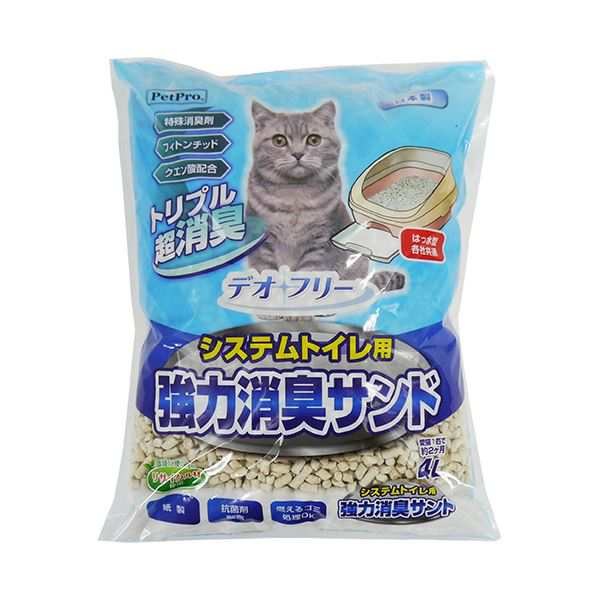 （まとめ） ペットプロジャパン PetPro デオフリー システムトイレ用強力消臭サンド 4L 1パック 〔×3セット〕〔代引不可〕 6,870円