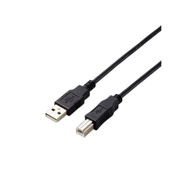 (まとめ）エレコム USB2.0 A-Bケーブル2.0m RoHS指令準拠（10物質） U2C-AB20BK/ID 1本〔×10セット〕〔代引不可〕