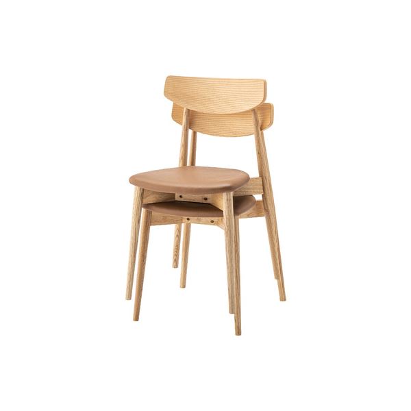 (まとめ) ダイニングチェア ナチュラル スタッキング可 完成品 〔×2セット〕〔代引不可〕の通販は