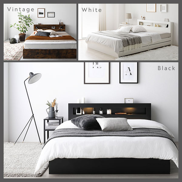 ベッド ワイドキング 280(D+D) ベッドフレームのみ ストーングレー 照明付き 収納付き 引き出し付き 棚付き 宮付き コンセント付き〔代引不可〕の通販は